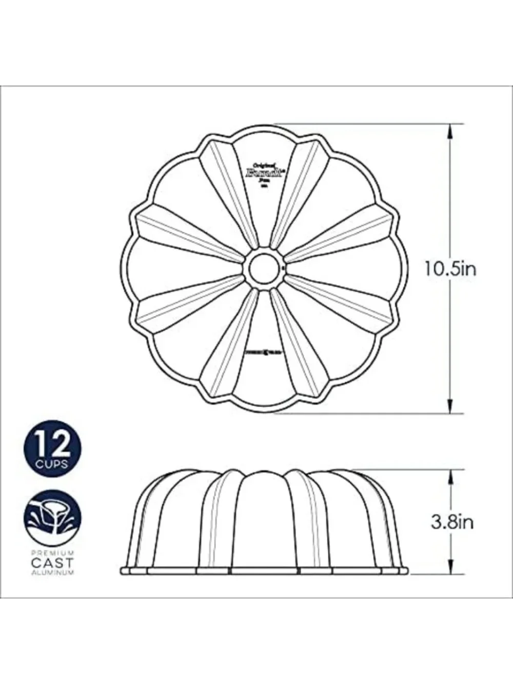 Classic 12-Cup Bundt Pan - Nonstick Bakeware for Perfect Cakes & Desserts